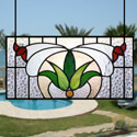 Abstract Flower Stained Glass Panel