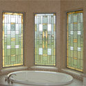 Bathroom Stained Glass Gold & White Windows - BSG 12