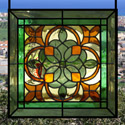 Green Geometric Stained Glass Panel