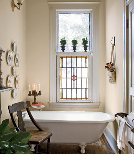 Traditional Stained Glass Bathroom Window