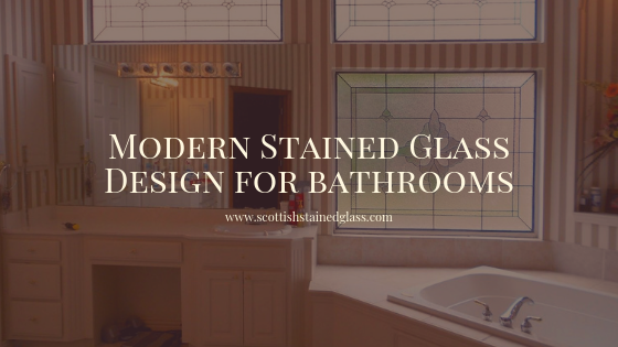 modern bathroom stained glass houston